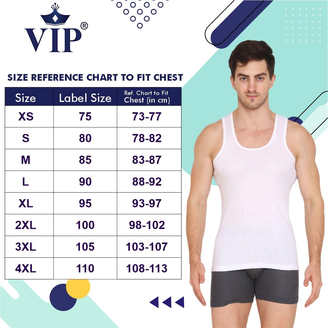 VIP Men's Sleeveless Cotton Vest - White - Image 4