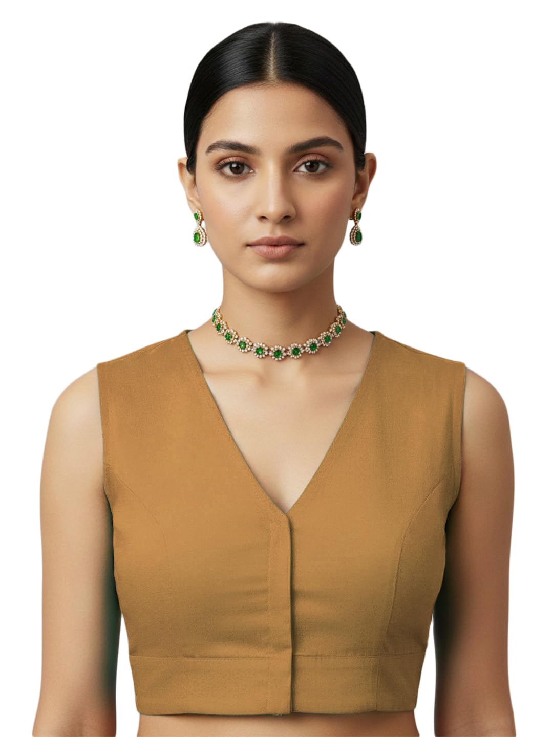 Thevasa Beige Crop Top Blouse for Women