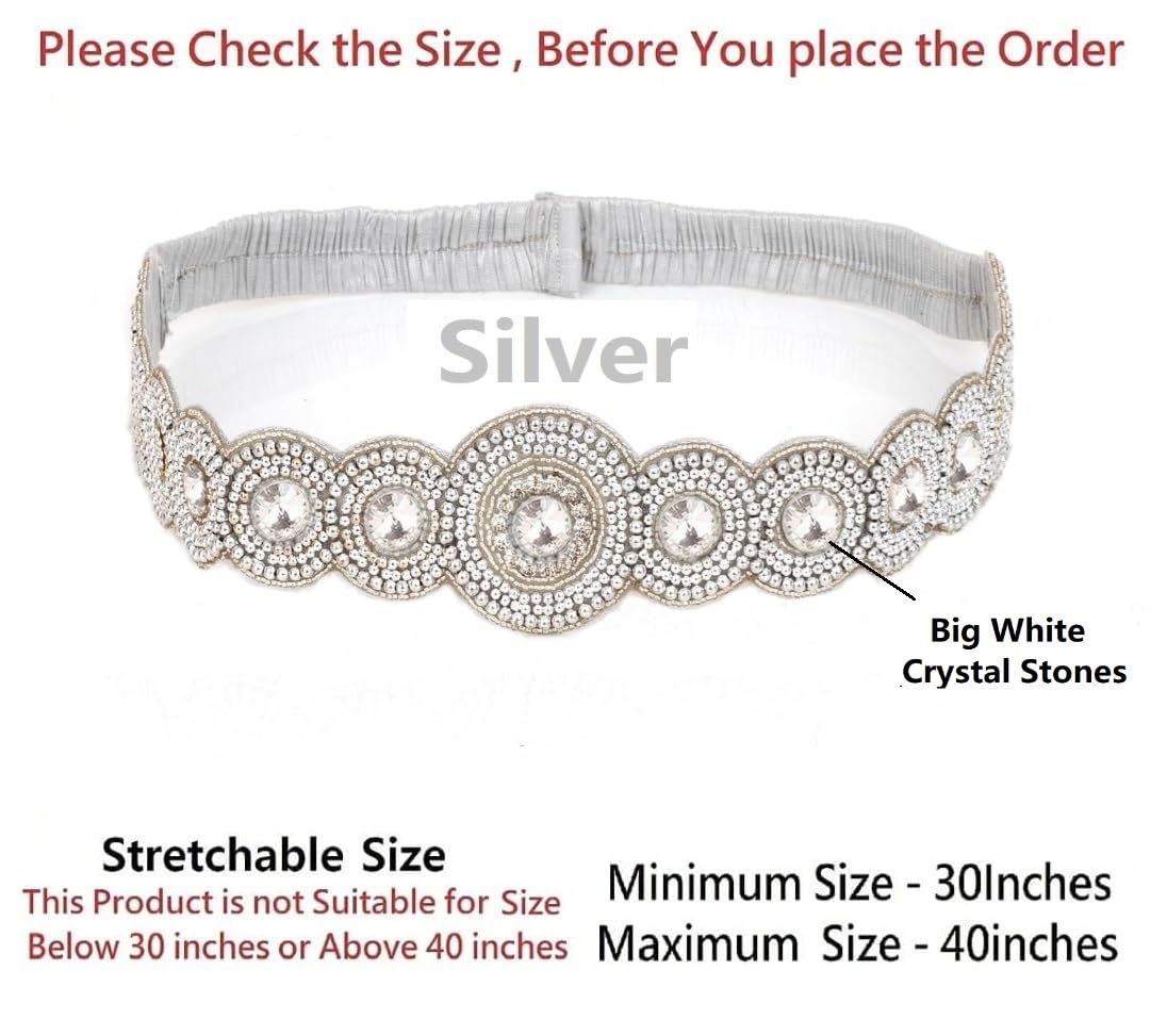 VAMA Fashions Silver Maggam Work Saree Waist Belt - Image 3