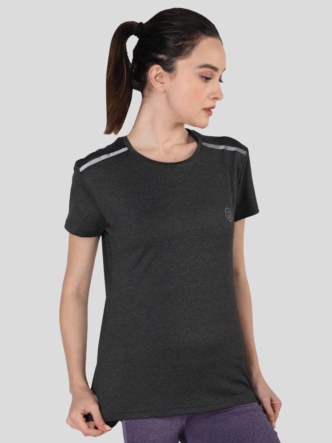 CHKOKKO Women's Quick Dry Gym T-Shirt - Dark Grey - Image 5