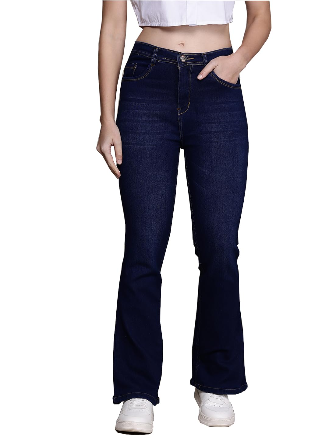 Nifty Women's Denim High Waist Bootcut Jeans - Blue