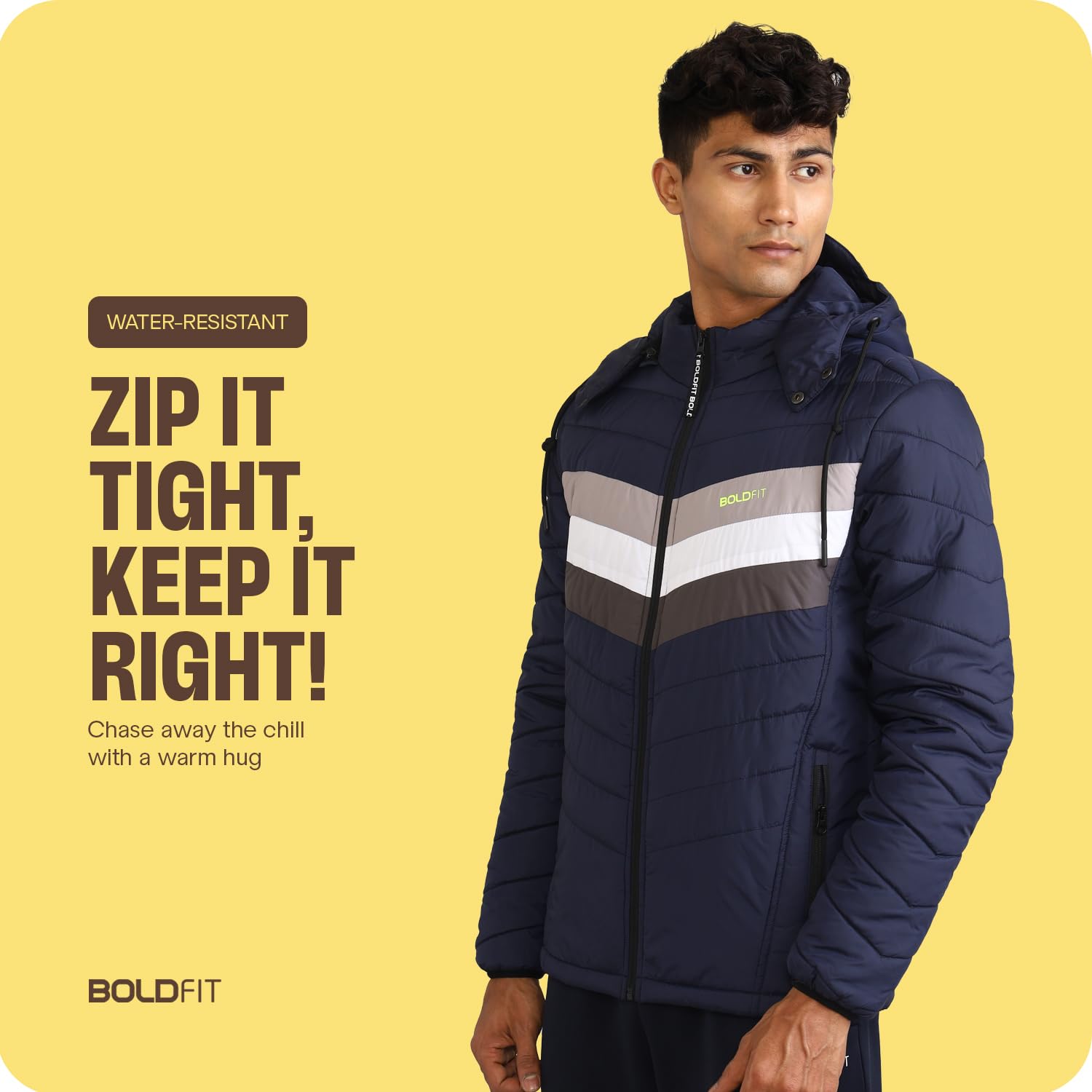 Boldfit Men Quilted Hooded Padded Jacket - Image 2