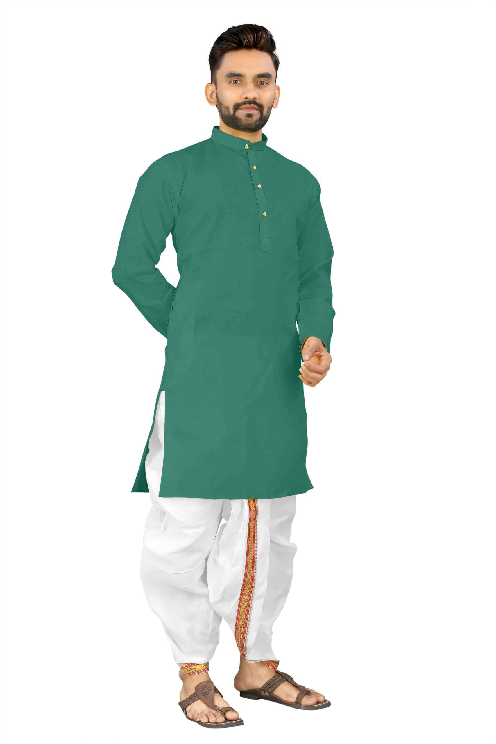Trustous Men's Mahraj Kurta Dhoti Set - Cotton - Image 4