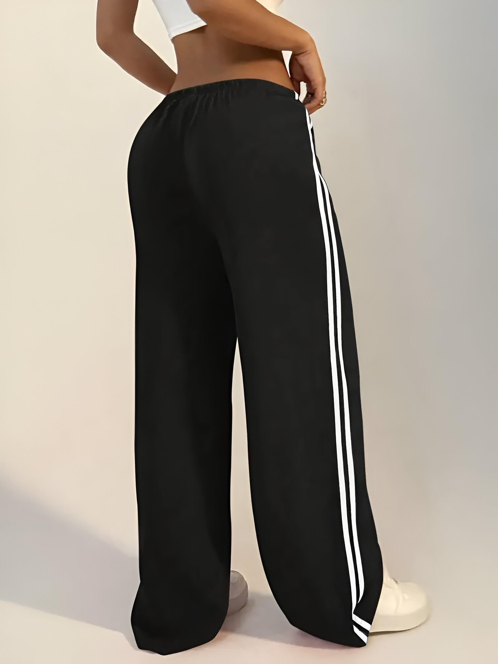 Track Pants for Women - Black with White Stripes - Image 4