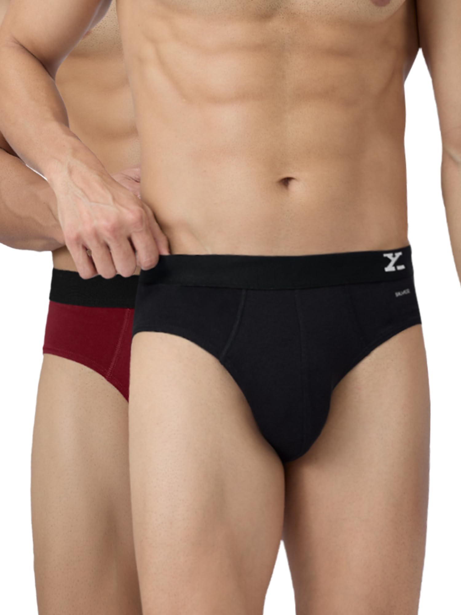 XYXX Men's Aero Briefs - Black Dark Maroon