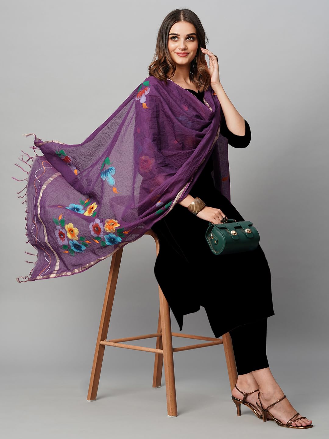 ANNI DESIGNER Black Rayon Viscose Kurta Set - Image 4