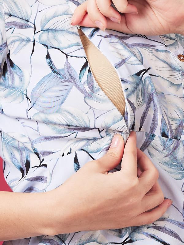 GarbGlide Women Maternity Top & Pyjama Set - Blues - Image 5