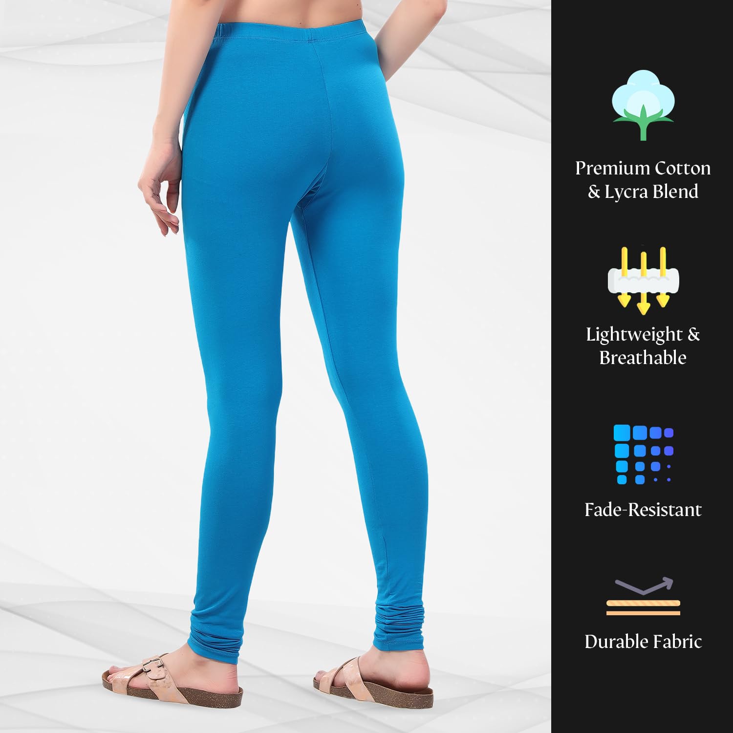 TRASA Churidar Leggings for Women - Sky Blue - Image 4