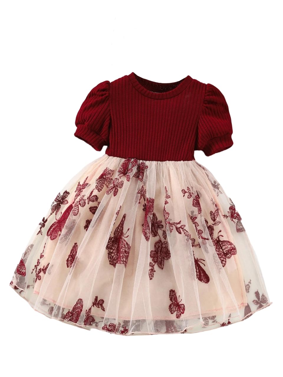 TAGAS Girl's Fit and Flare Dress - Red