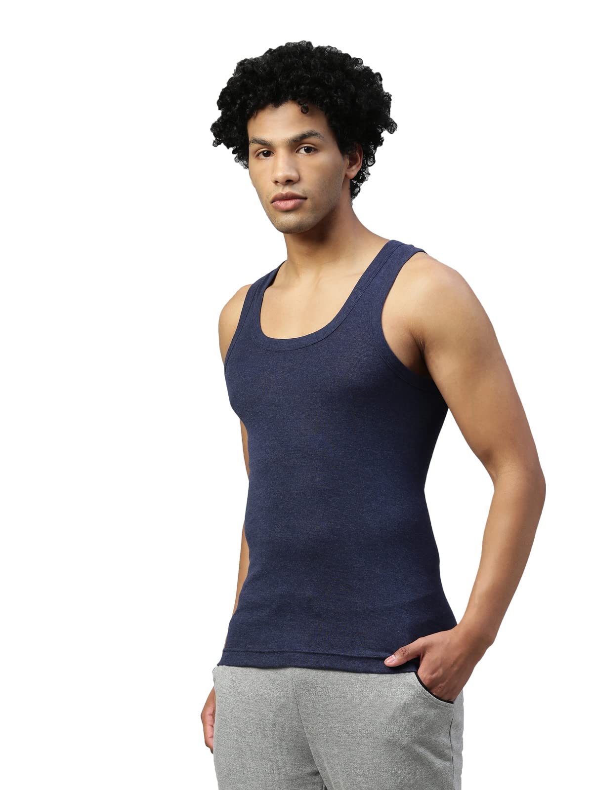 Dixcy Scott Mens Cotton Vest - Charcoal - Image 2