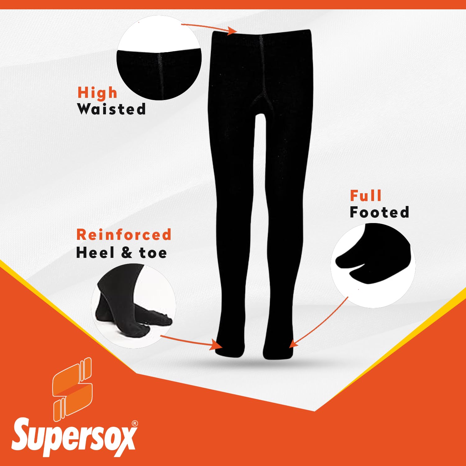 Supersox Black Tights for Girls - Image 4