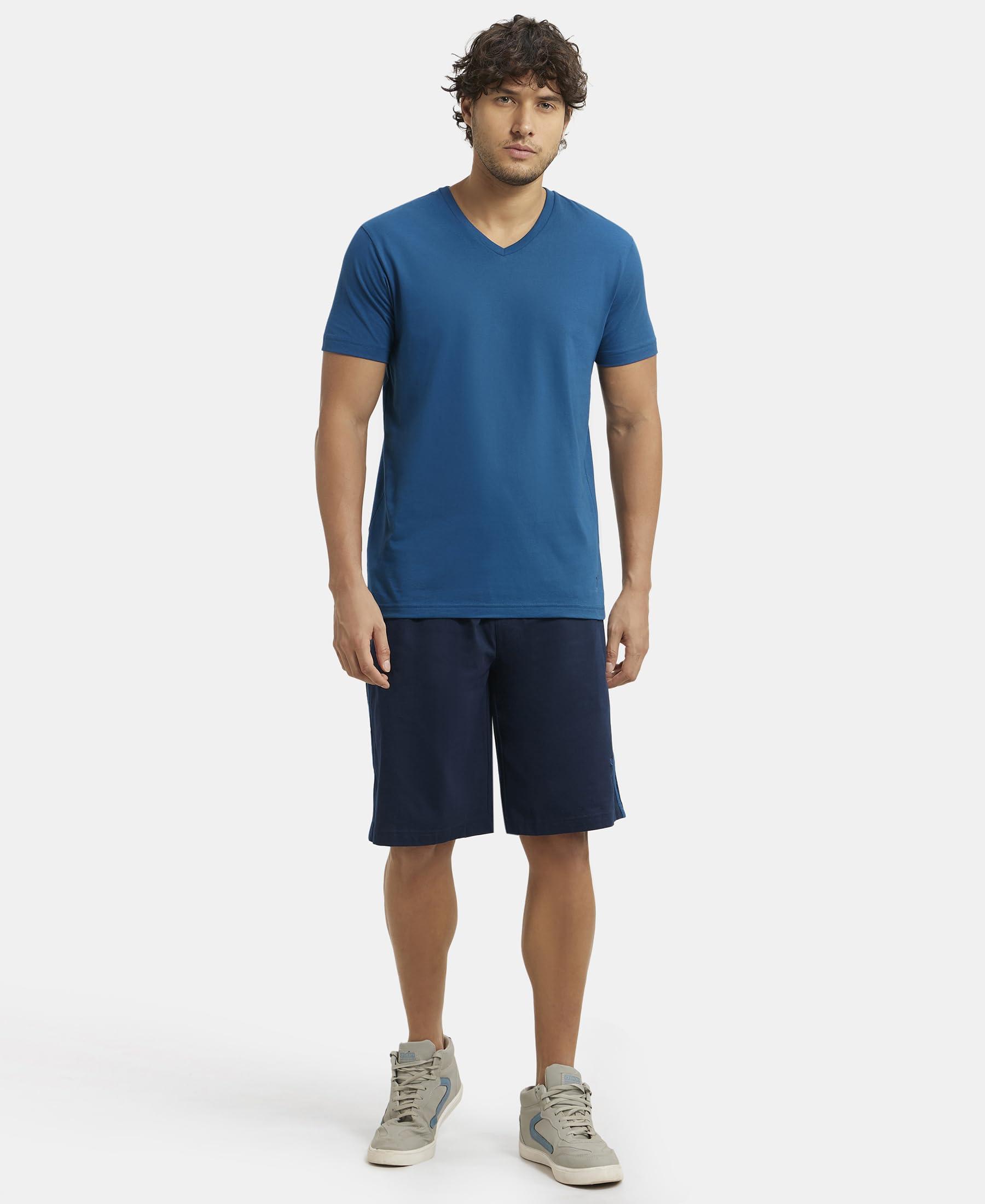 Jockey Men's Cotton Shorts - Navy & Teal - Image 4