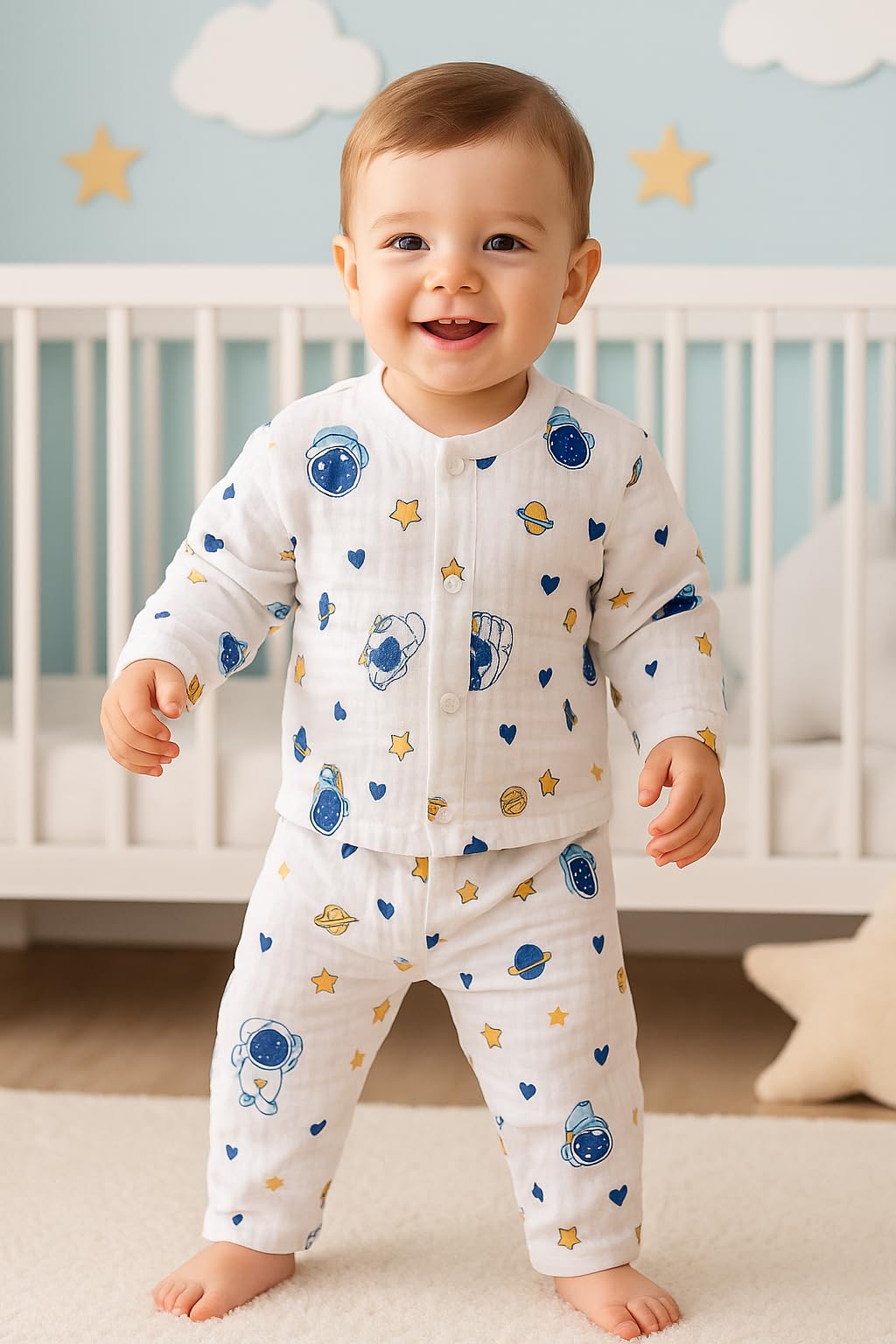 Muslin Cotton Night Suit for Baby Boys & Girls - Image 2
