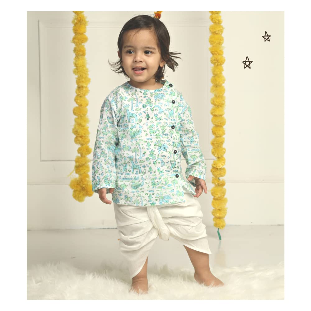 Blue Dhoti Kurta Set for Baby Boys - Image 2