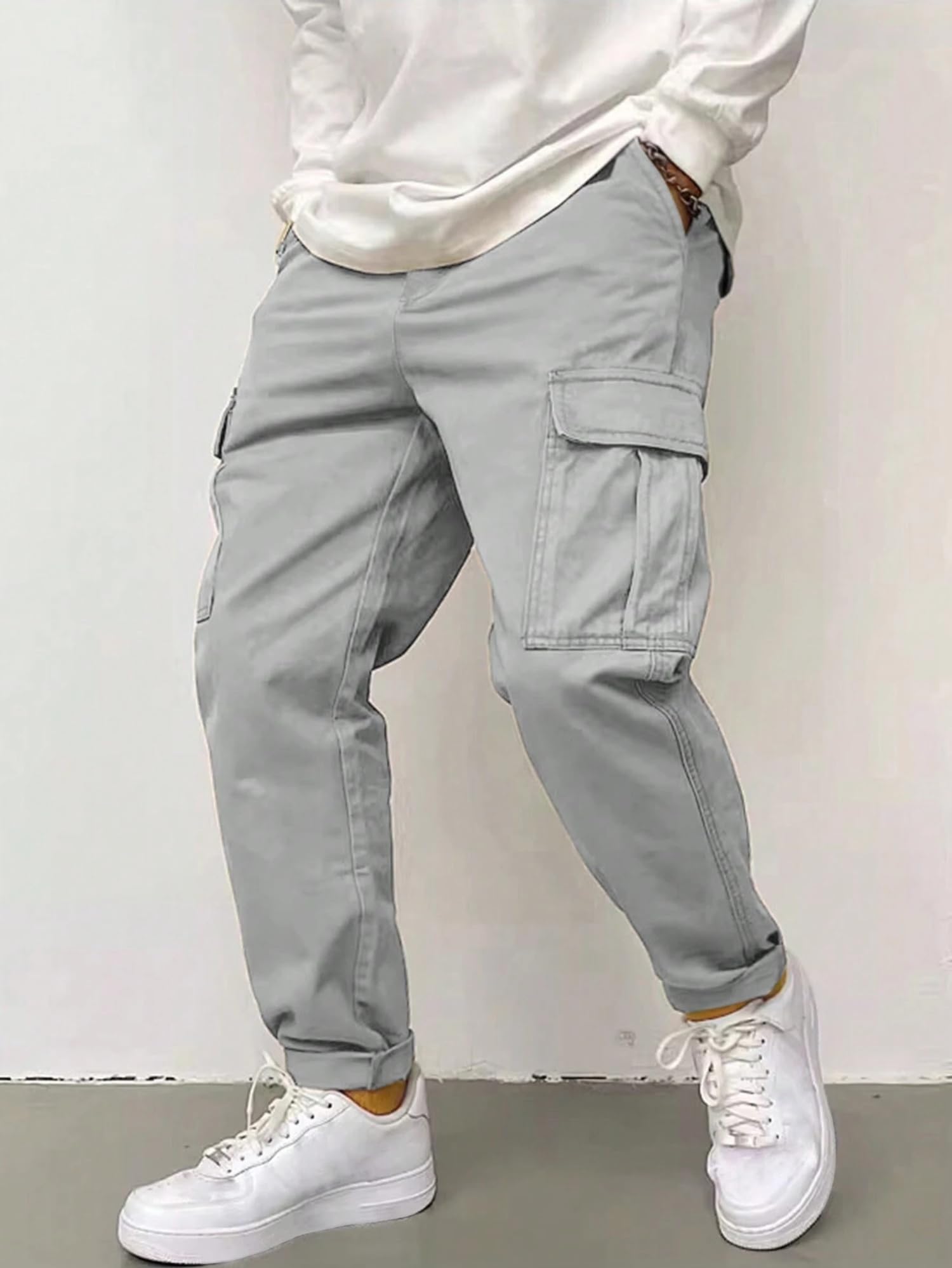 POSHAX Men's Cargo Pant - Grey - Image 5