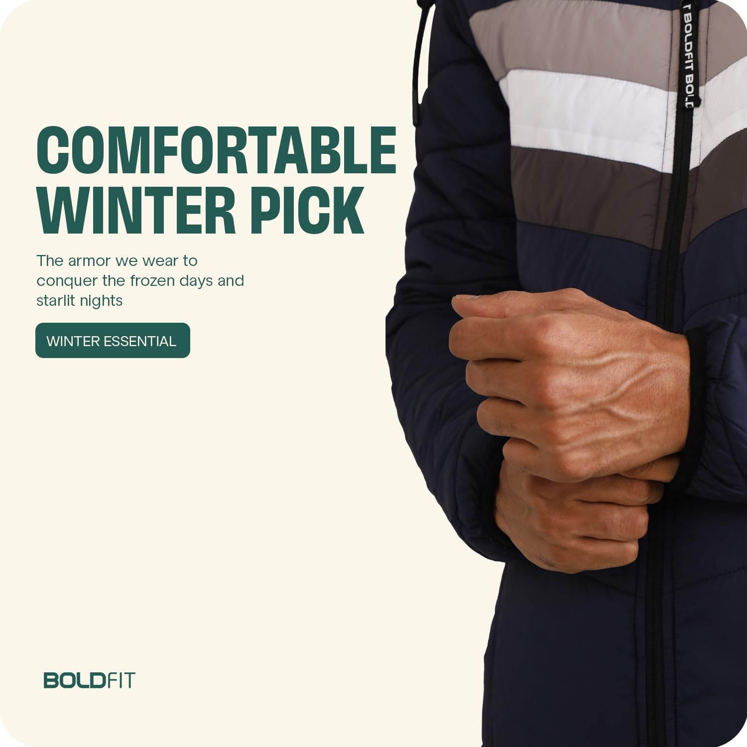 Boldfit Men Quilted Hooded Padded Jacket - Image 3