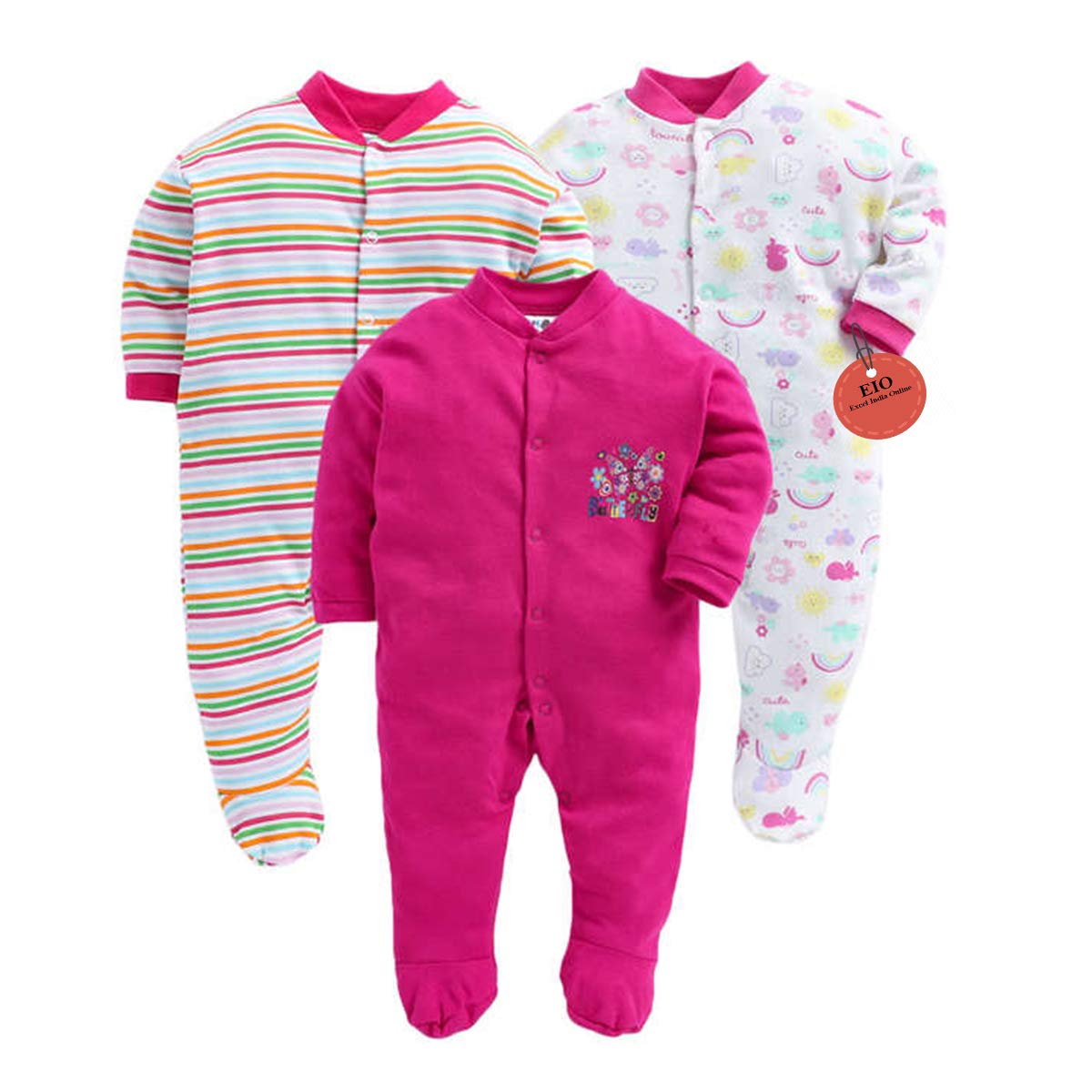 Cotton Romper Set for Baby Boys & Girls - Yellow & Pink