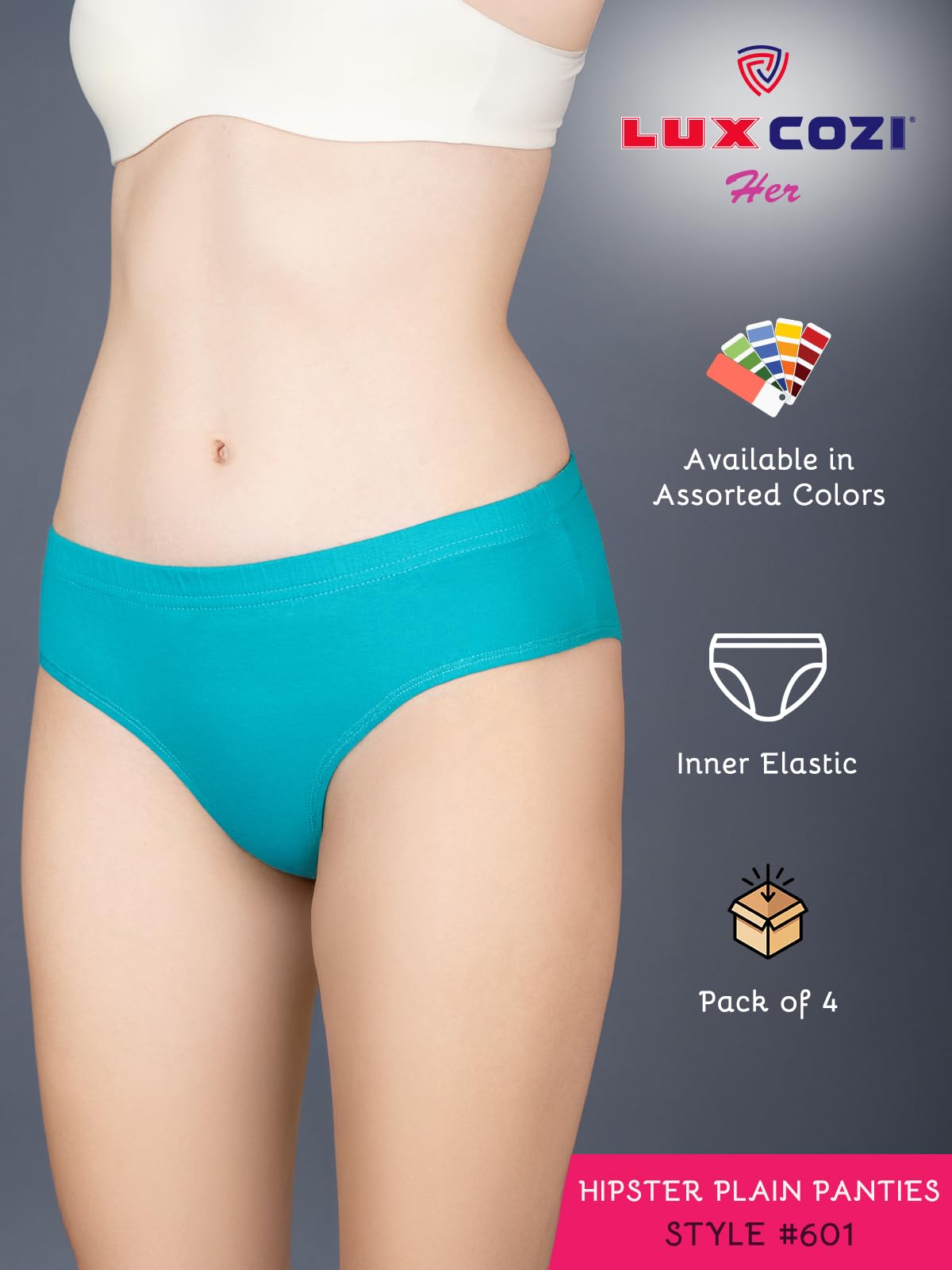 Lux Cozi Women's Cotton Hipster Panties - Assorted - Image 3