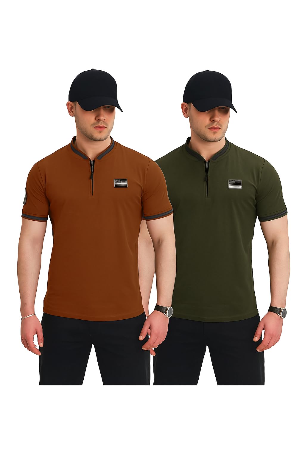 Lymio Men's Polo T-Shirt - Olive Green & Orange