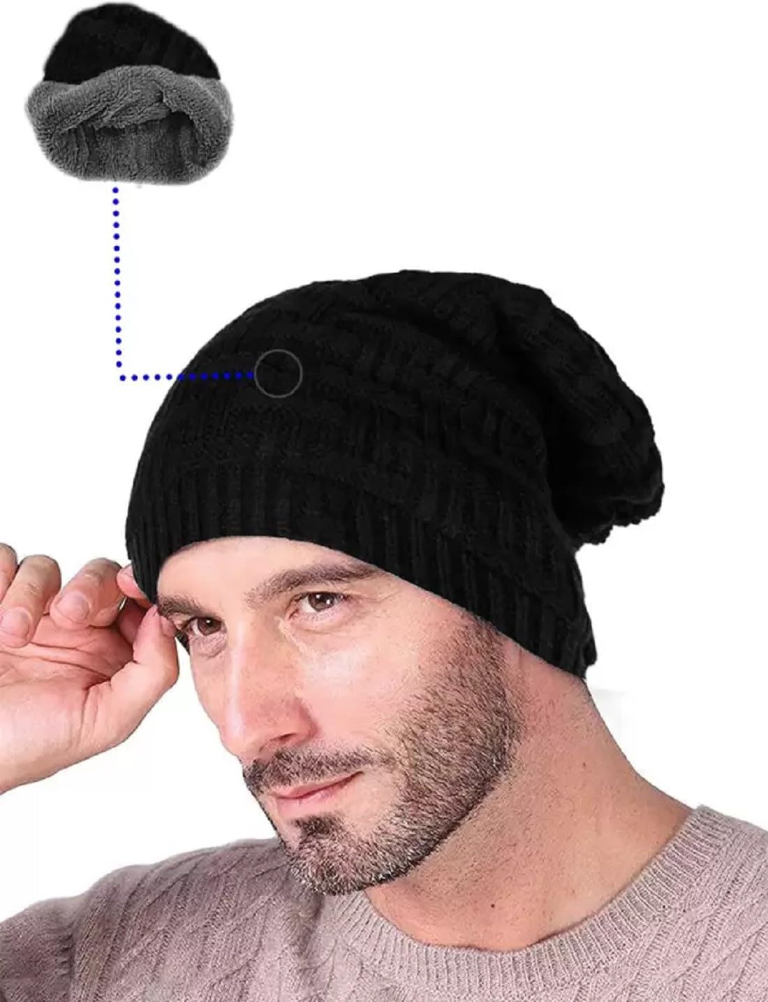 Livello Knitted Winter Beanie - Black - Image 5