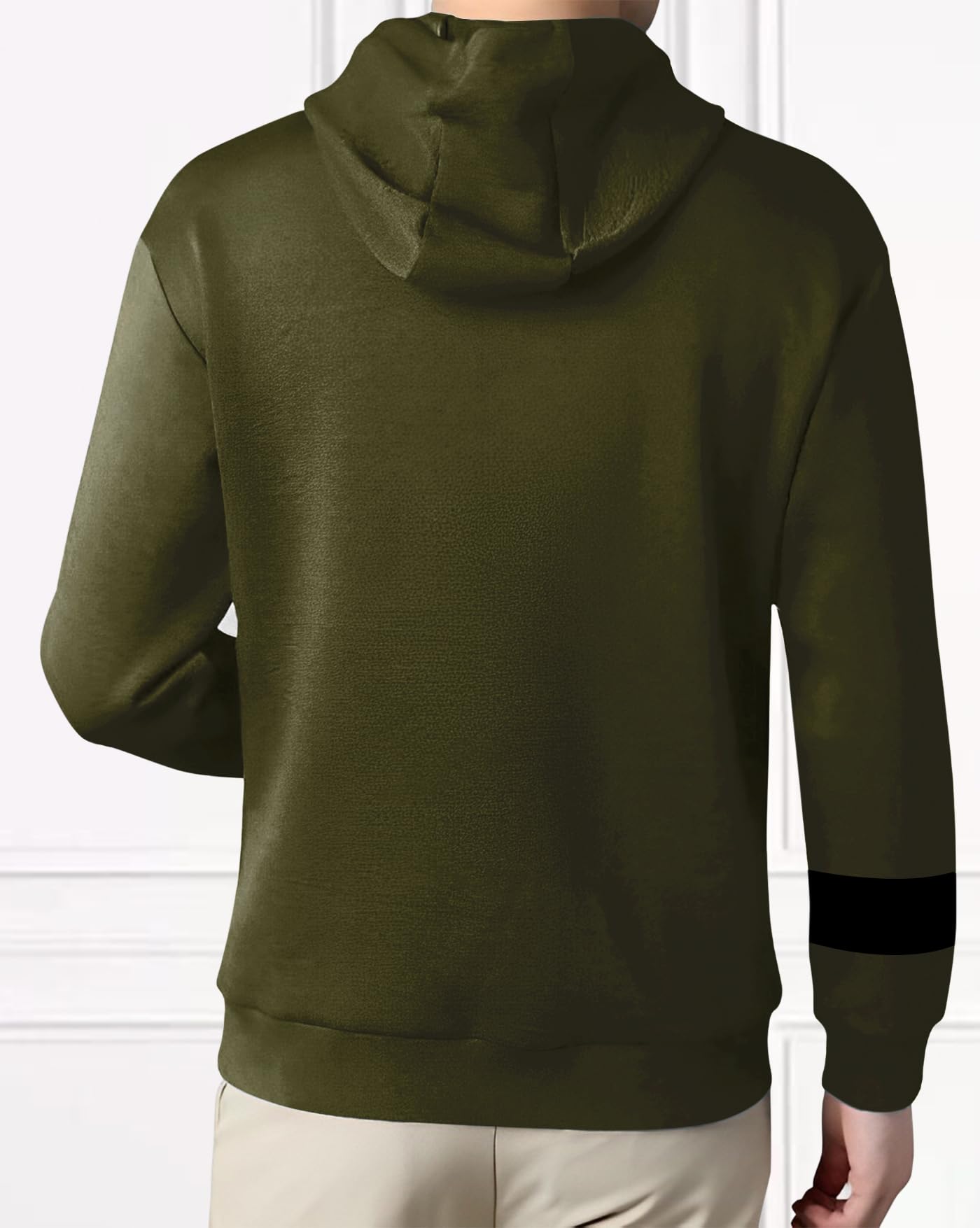 AUSK Men Cotton Blend Hoodies T-Shirt - Olive - Image 4