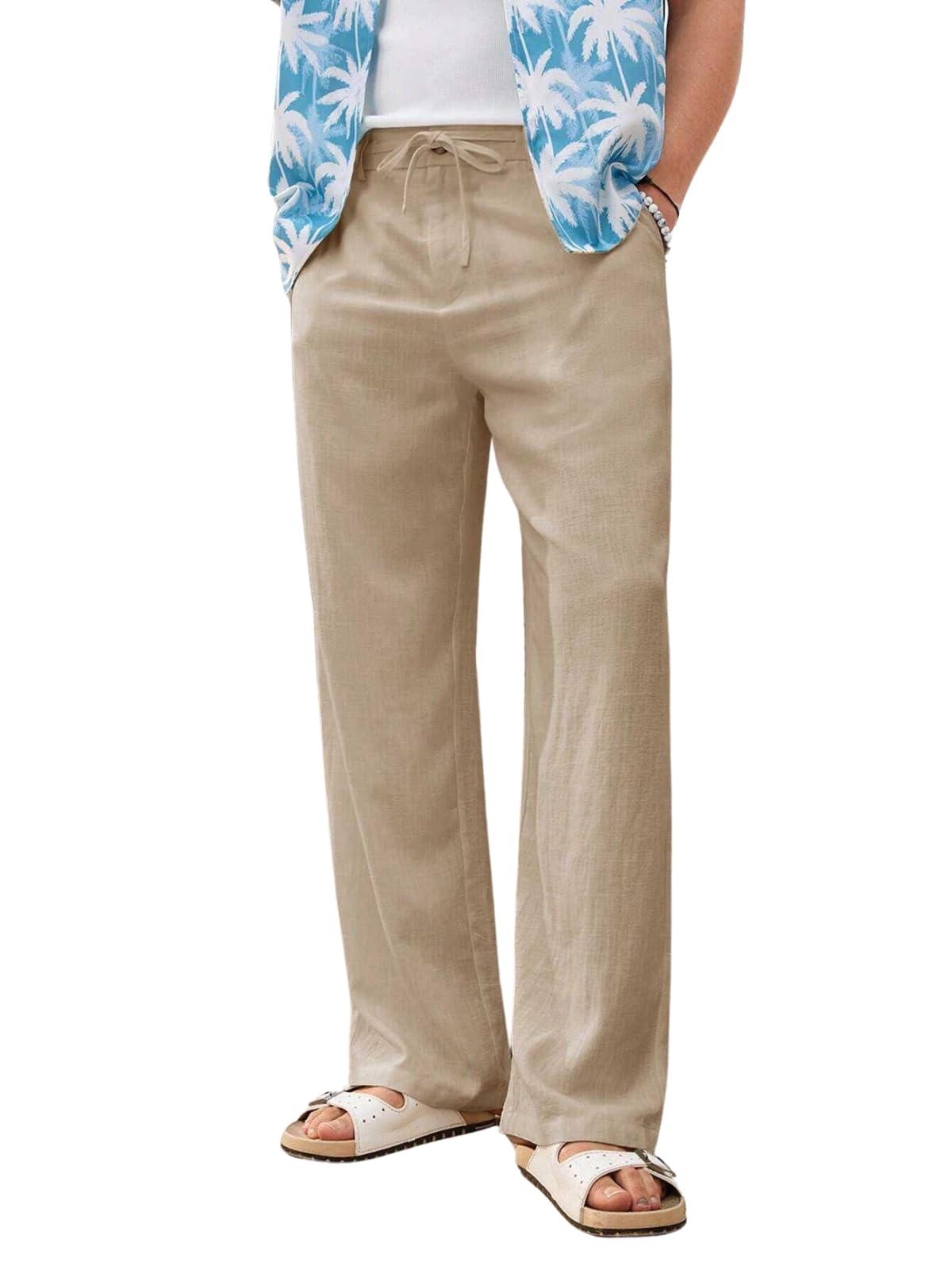 Men's Beige Linen Trousers