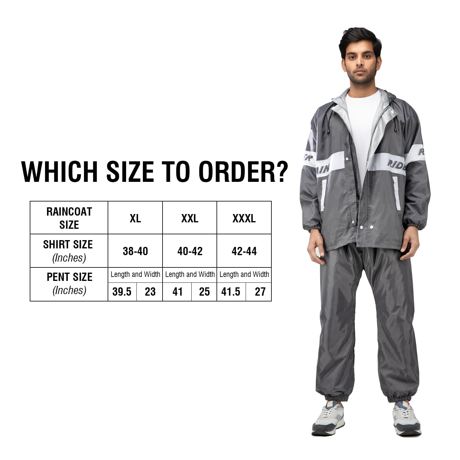 Bulfyss Men's Waterproof Reversible Rain Coat - Grey - Image 2