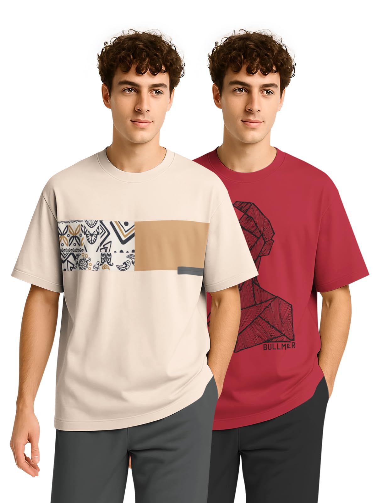 BULLMER Men's Cotton Blend Crew Neck Tshirt