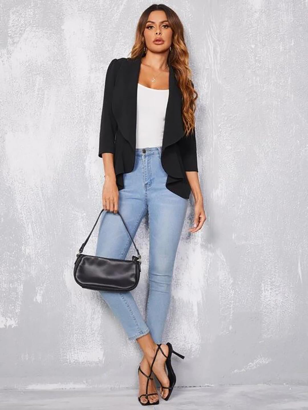 KOTTY Coal Black Shawl Collar Blazer for Women - Image 5