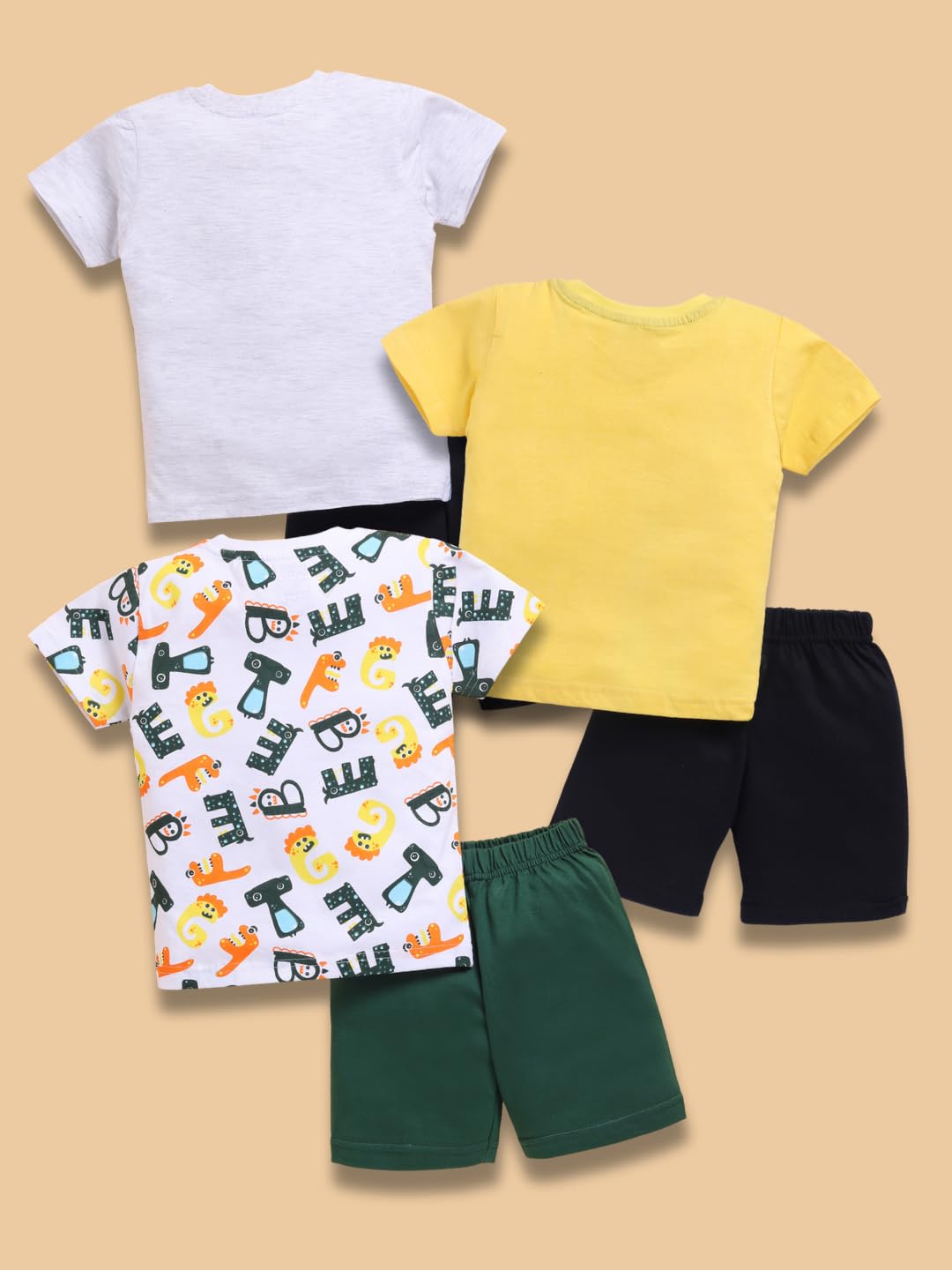 Toonyport Boys T-Shirt and Shorts Set - Grey Yellow White - Image 2