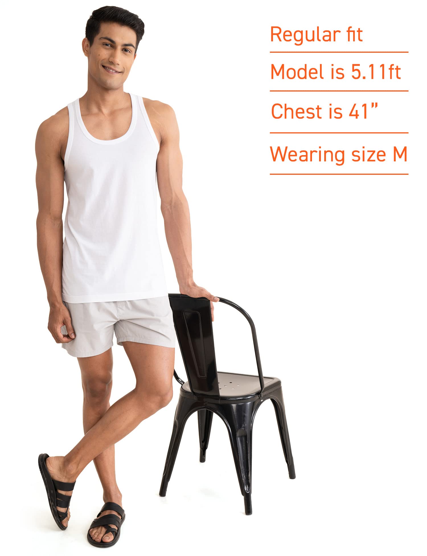 DAMENSCH Men Neo-Cotton Ribbed Round Neck Vest - White - Image 3