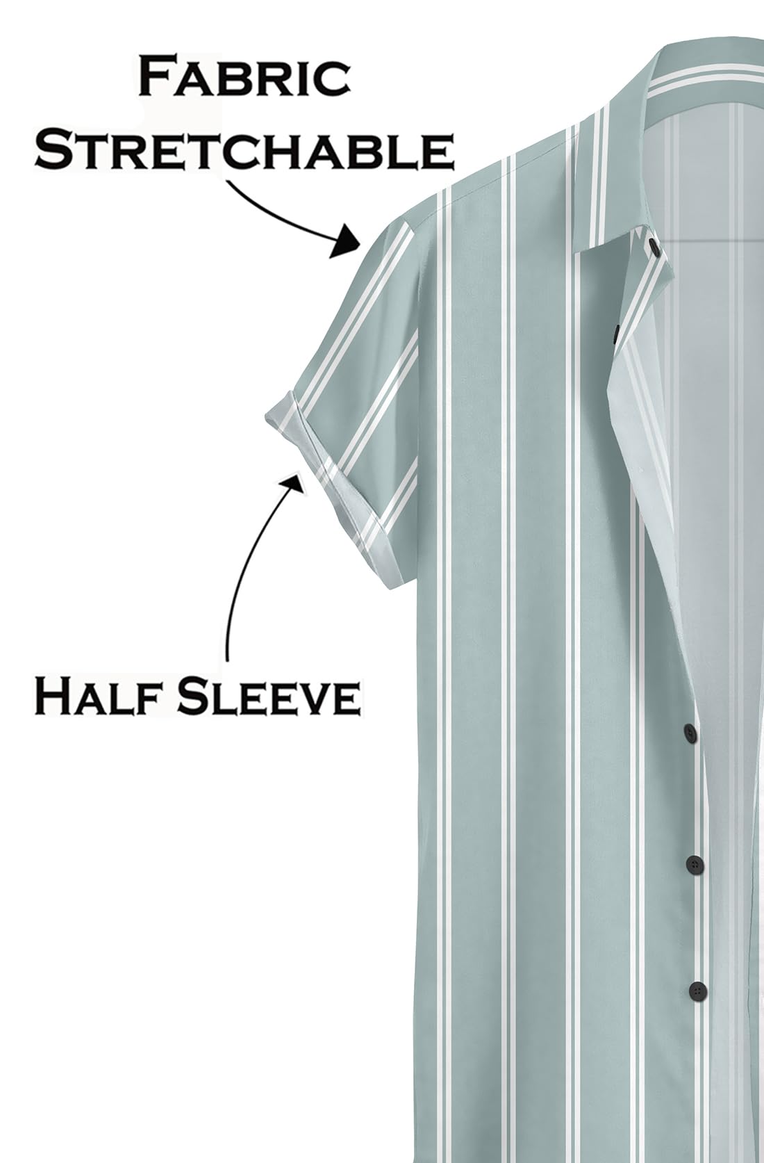 Tlaviya Men's Striped Shirt - Black White Green - Image 5