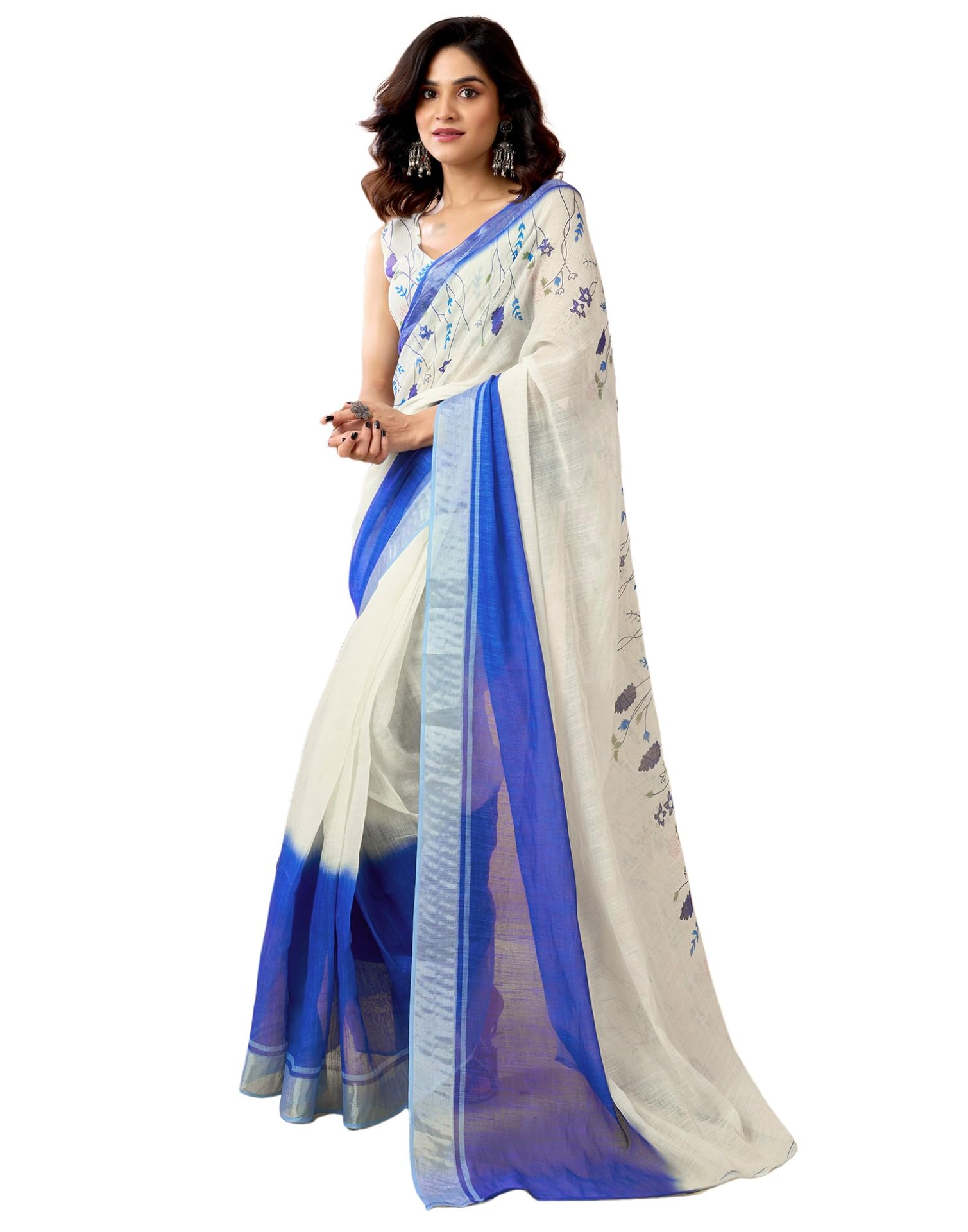 SIRIL Women's Cotton Linen Saree