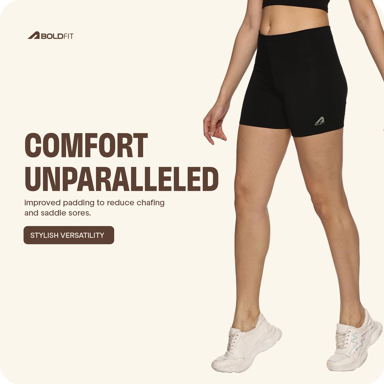 Boldfit Women's Seamless Cycling Shorts - Black - Image 3