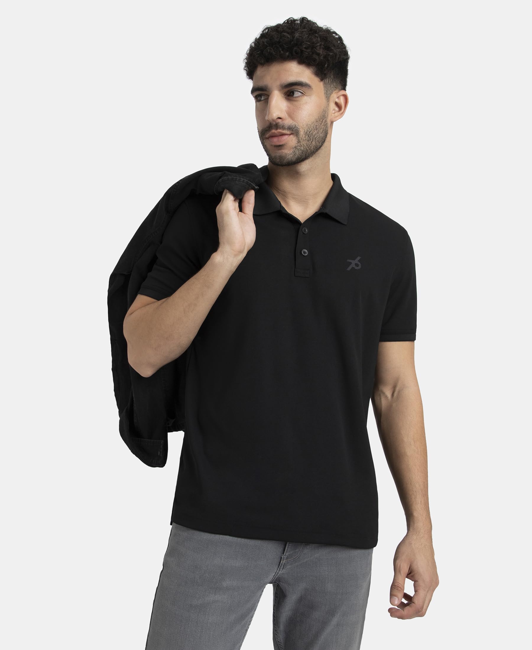Jockey Men's Microfiber Polo T-Shirt - Black - Image 5