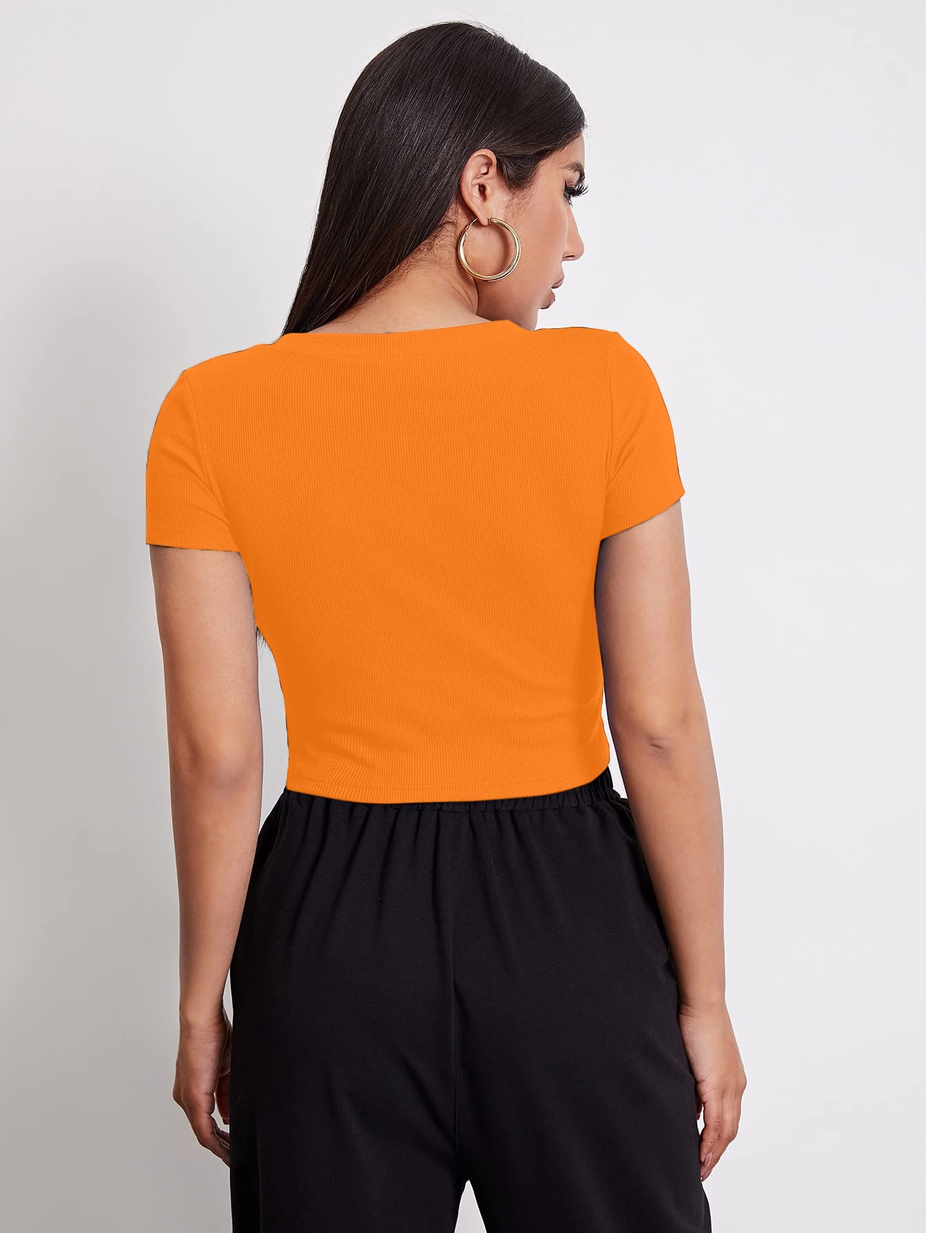 Aahwan Orange Ribbed Crop Top for Women & Girls - Image 2