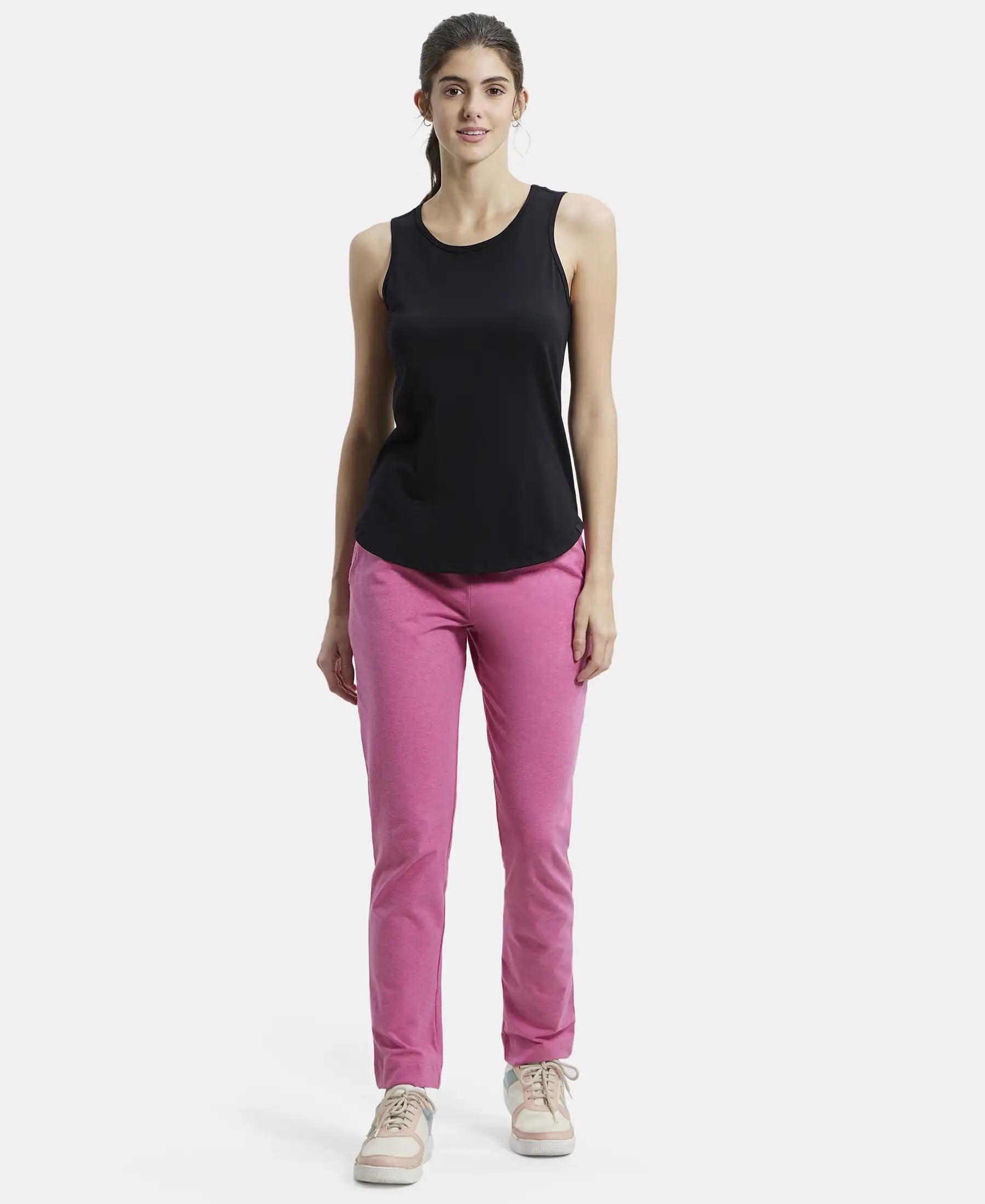 Jockey Women's Relaxed Cotton Lounge Pants - Ibis Rose Melange - Image 4