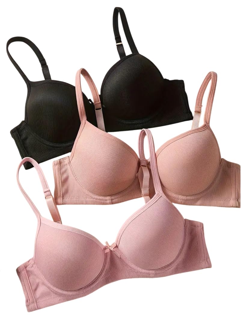 HELISHA Women's Ribbed Cotton Padded Pushup Bra