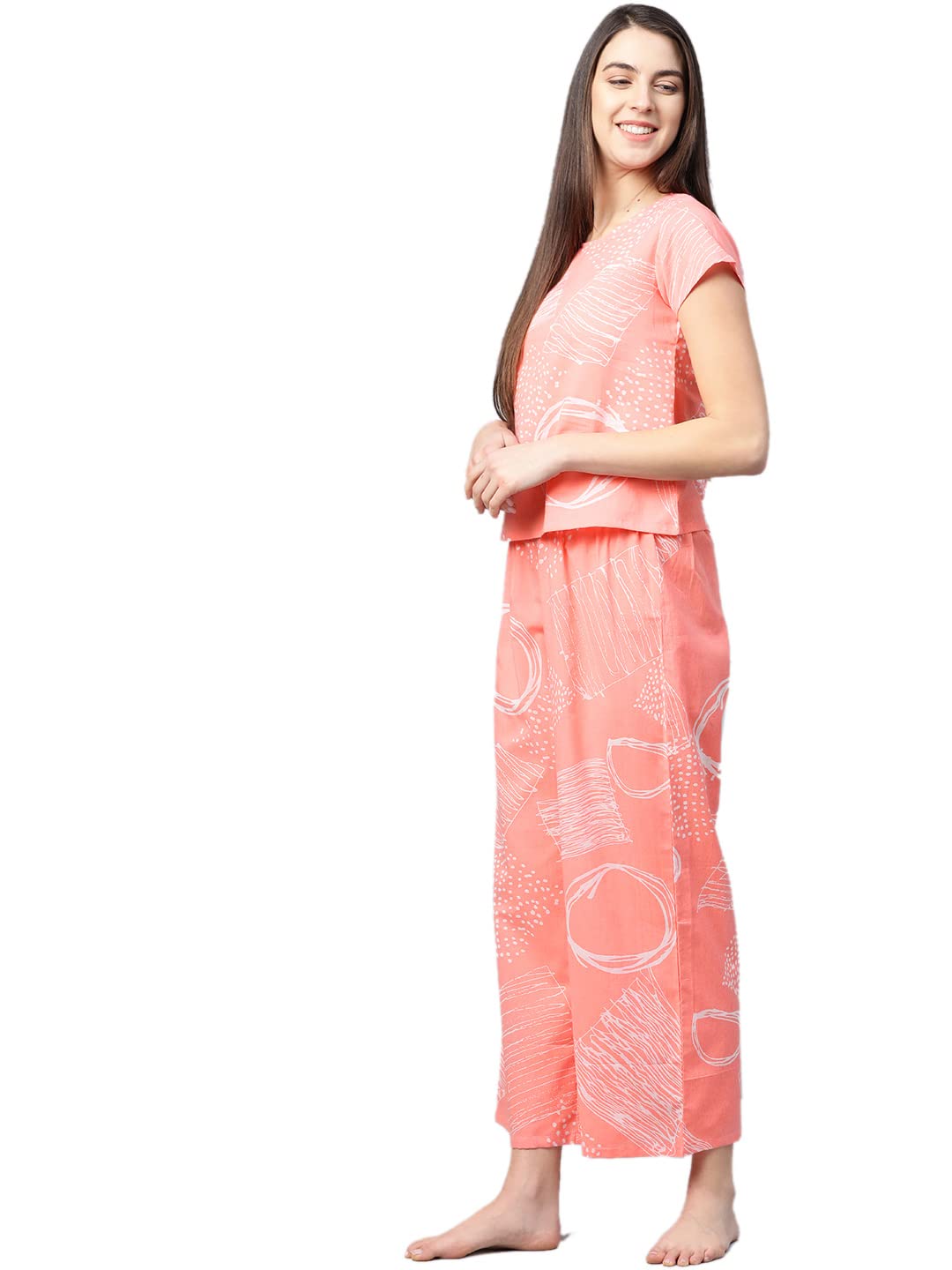Yash Fashion Women's Cotton Night Suit - Pink - Image 2