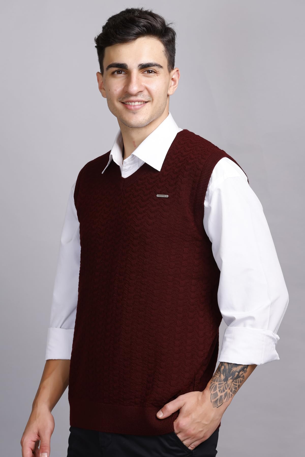 GarbGlide v Neck Sweater for Men - Grey - Image 5