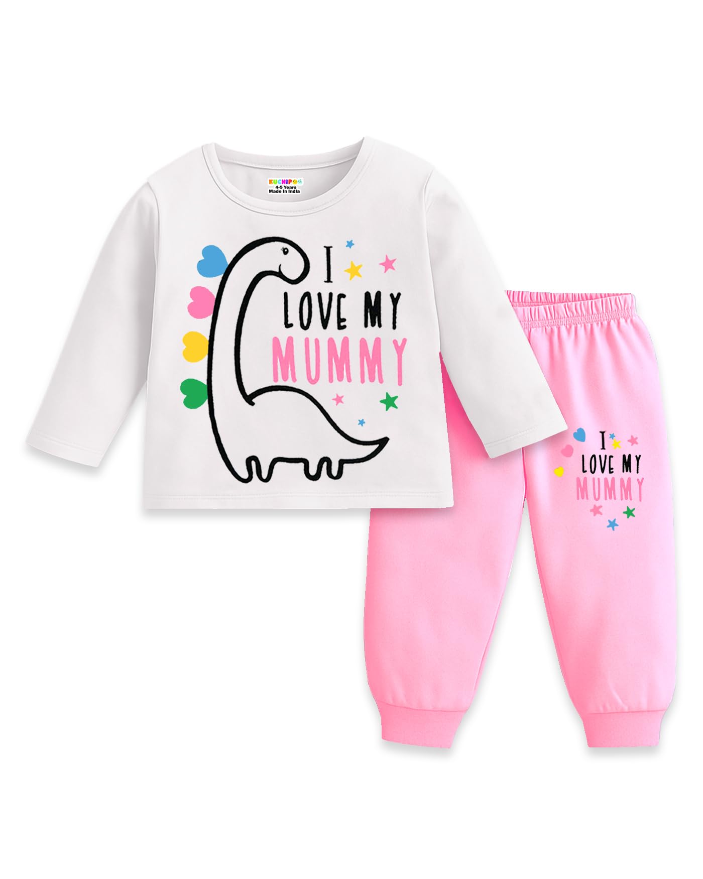 Kuchipoo Girl Cotton T-Shirts and Pyjamas Set - Multi-Colored - Image 5