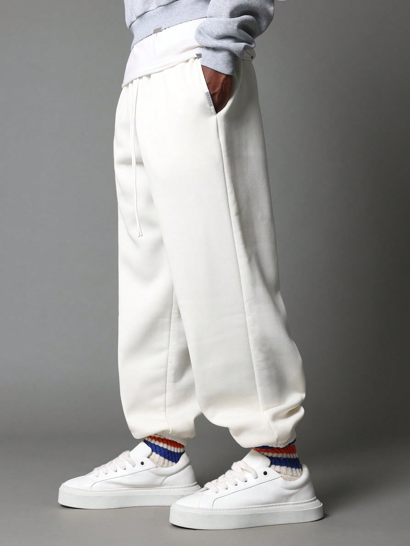Dockstreet Men's Cinched Elastic Sweatpants - White - Image 2