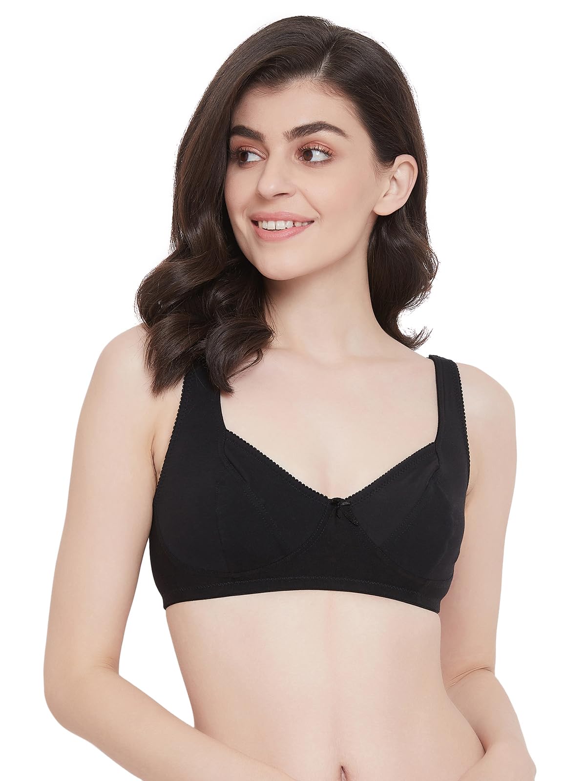 Clovia Black Cotton Wirefree Bra for Women
