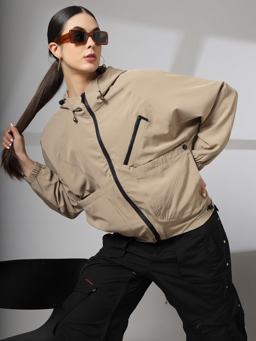 CHKOKKO Women's Oversized Windcheater Jacket - Image 3