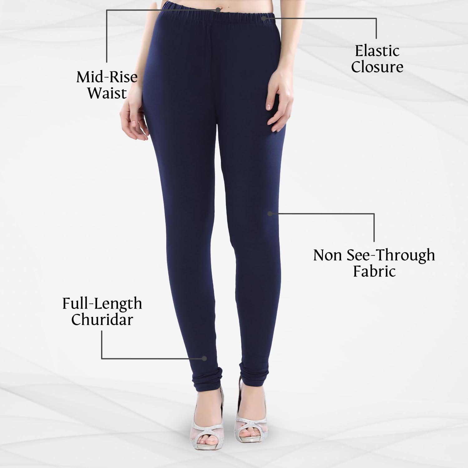 TRASA Churidar Leggings for Women - Solid - Image 3