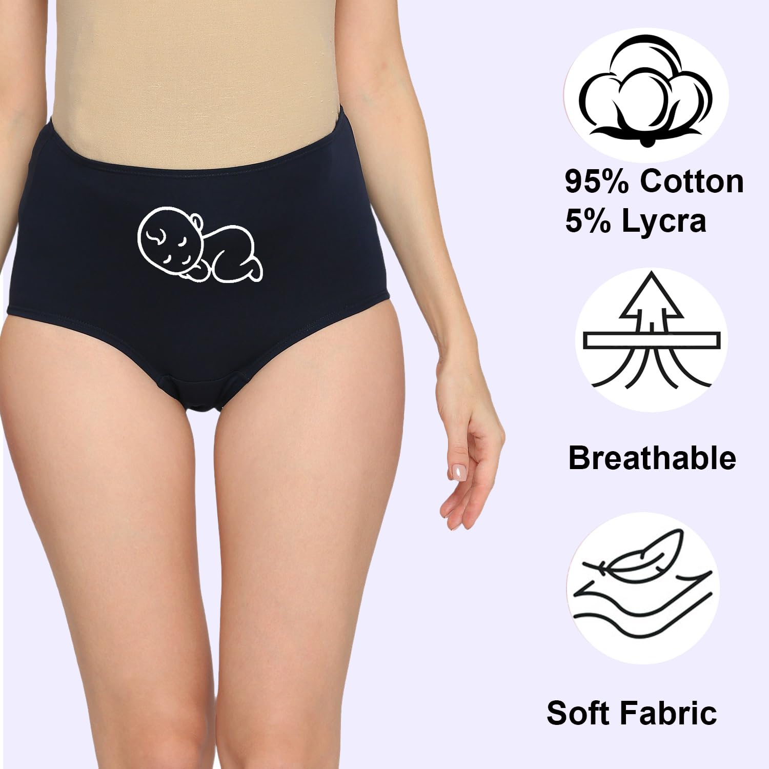 Evamomies Women's Maternity Panty - Maroon Dark Navy Mustard - Image 2