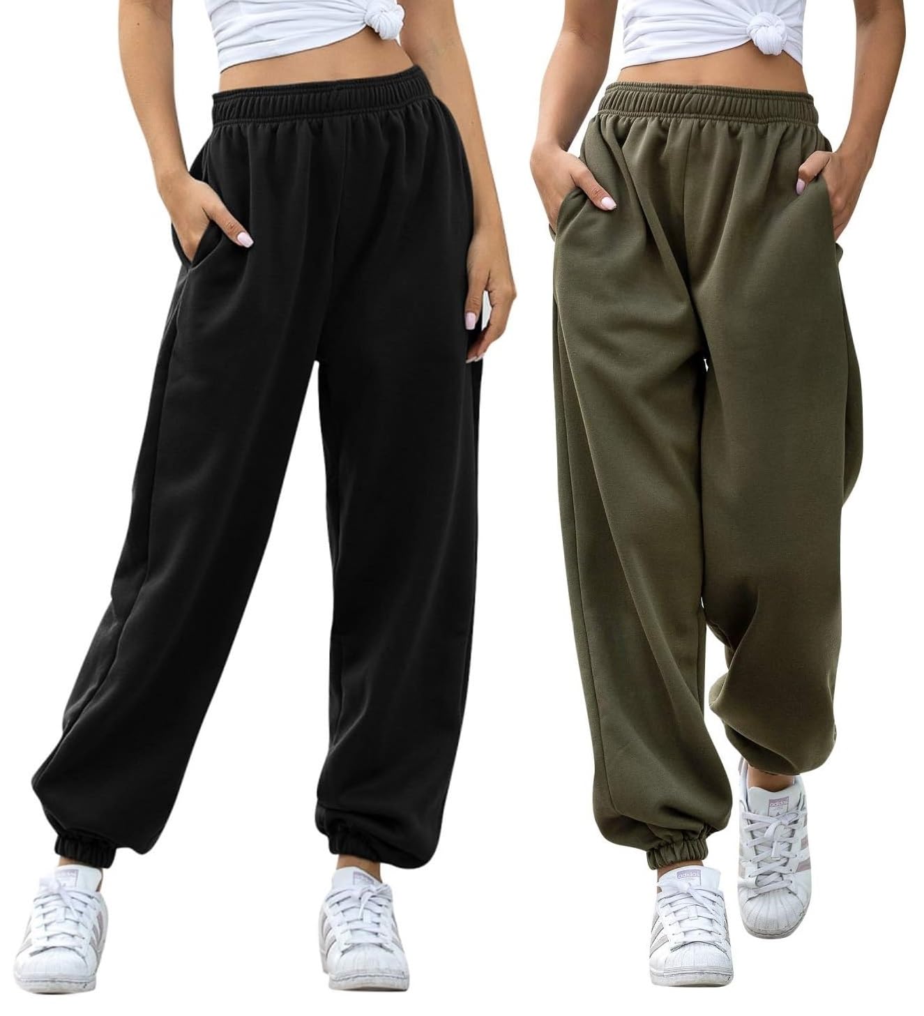 Q-RIOUS Women's Black Olive Jogger Trousers