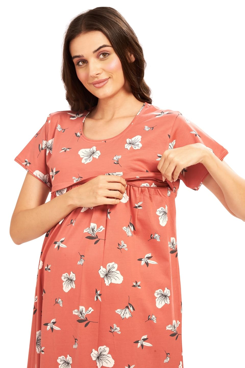 AV2 Women's Maternity Feeding Nighty - Brown - Image 4