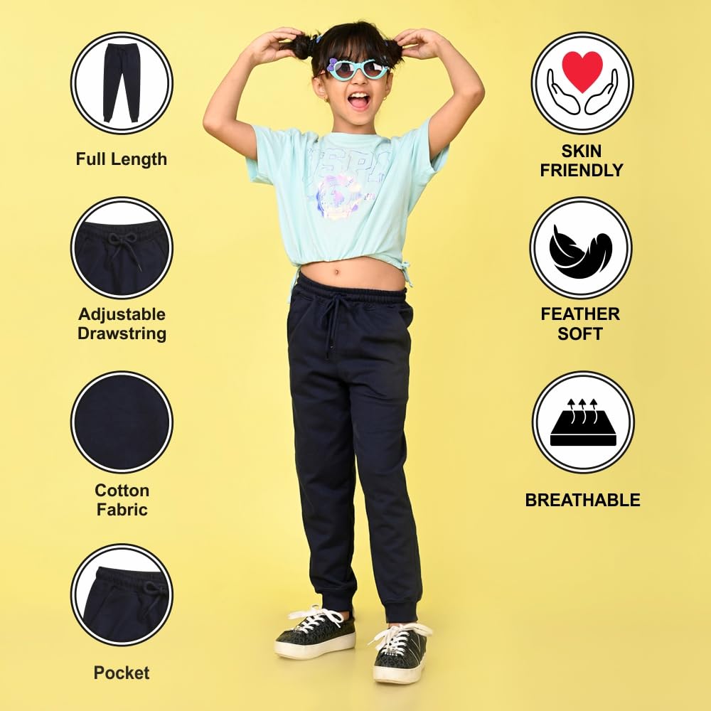 Nusyl Girl's Navy Blue Trackpants - Image 5