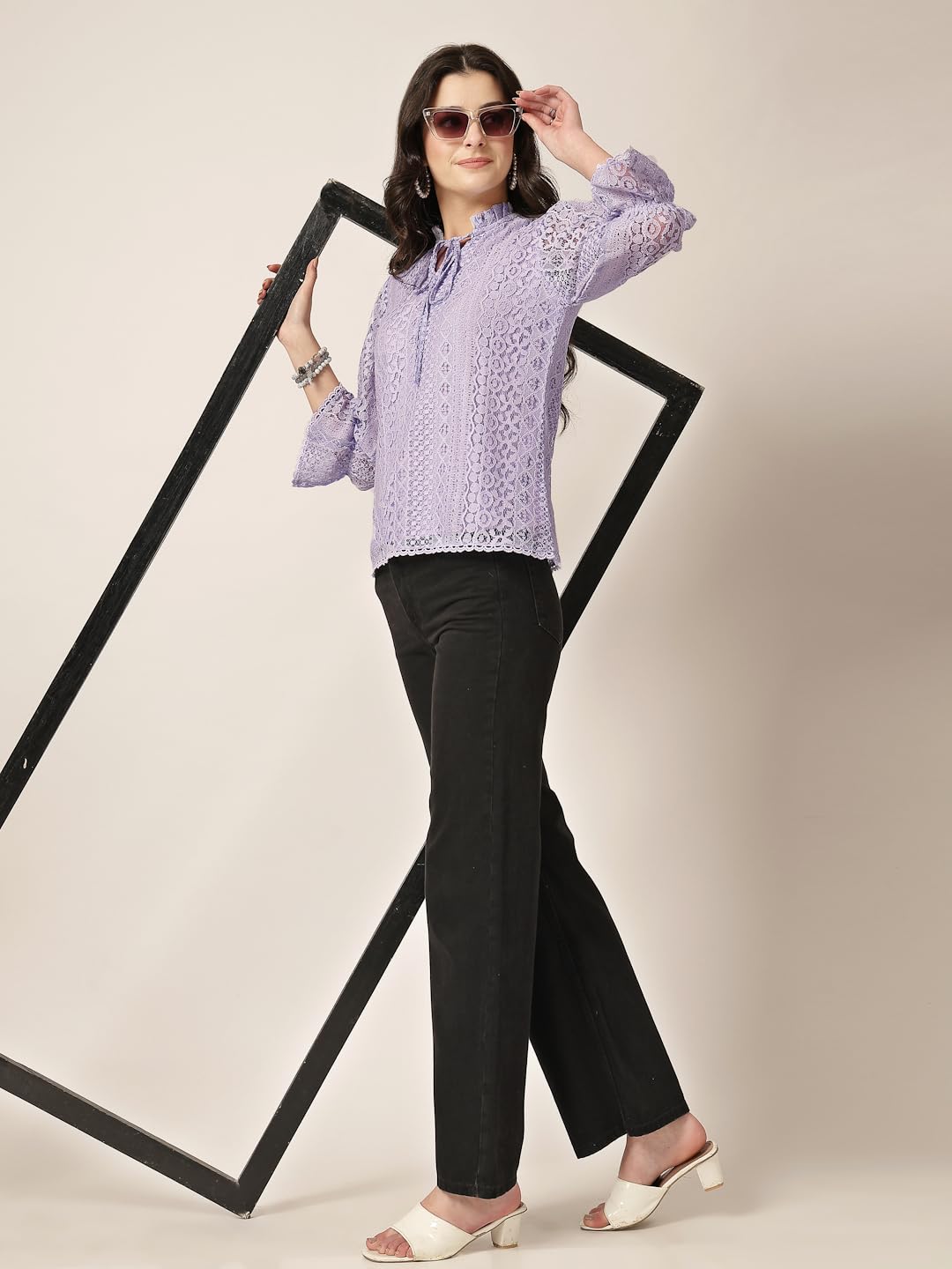 Style Quotient Women Lavender Lace Top - Image 5